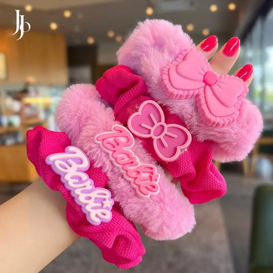 Pink Barbie Bow Scrunchie Set