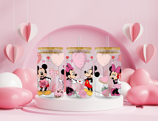 Mickey & Minnie Heart Libbey Glass Can